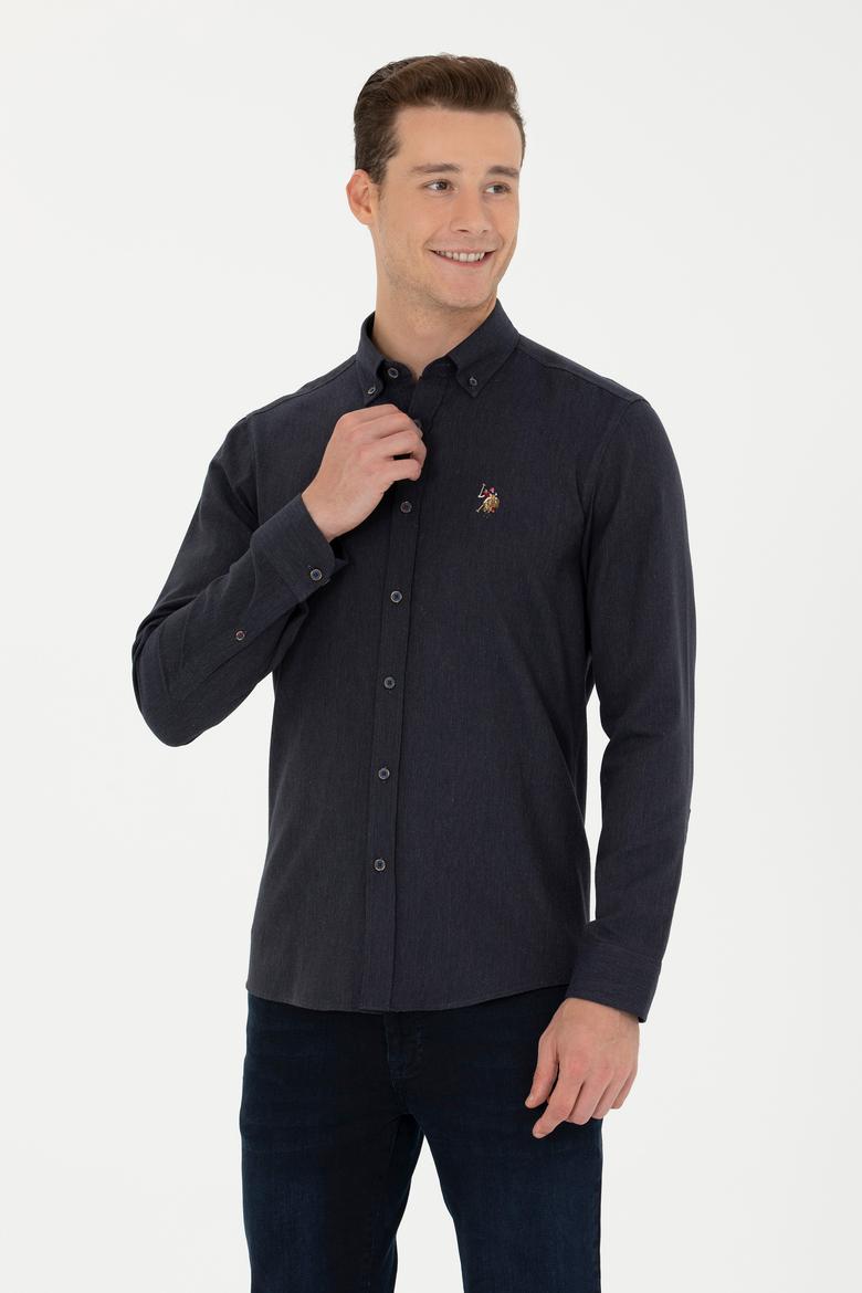 Erkek Lacivert Uzun Kollu Basic Gömlek - 50271275015