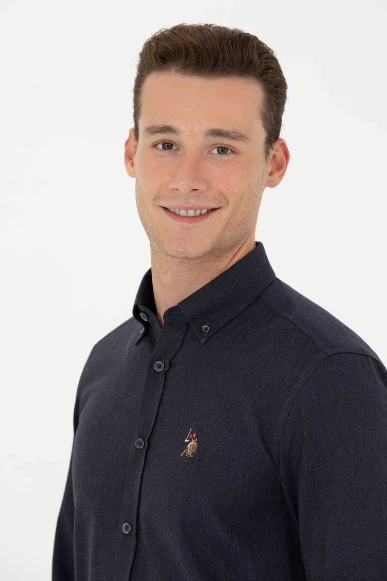 Erkek Lacivert Uzun Kollu Basic Gömlek - 50271275015