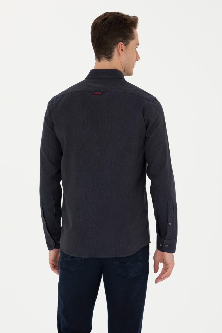 Erkek Lacivert Uzun Kollu Basic Gömlek - 50271275015