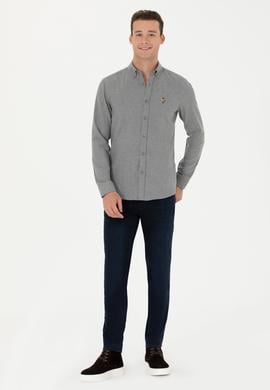 Erkek Vizon Uzun Kollu Basic Gömlek - 50271275180