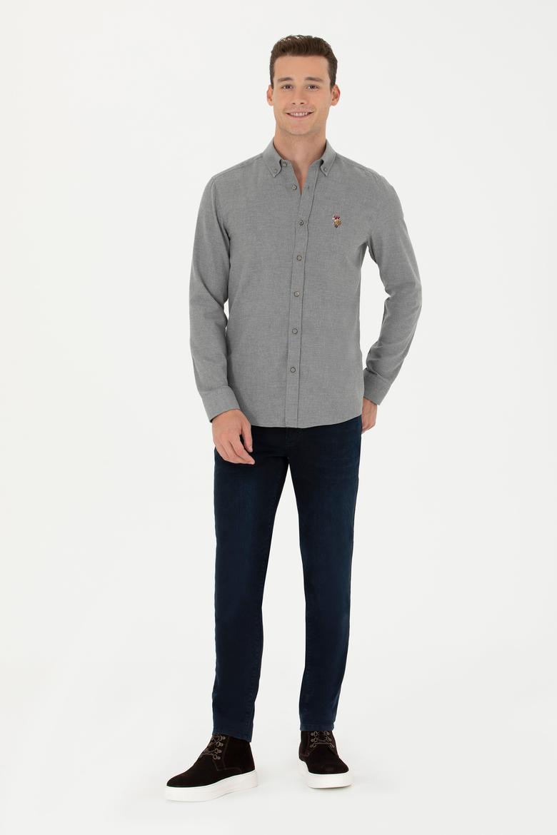 Erkek Vizon Uzun Kollu Basic Gömlek - 50271275180