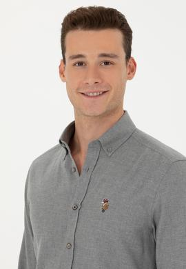 Erkek Vizon Uzun Kollu Basic Gömlek - 50271275180