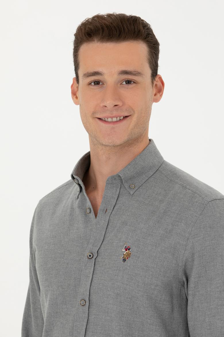 Erkek Vizon Uzun Kollu Basic Gömlek - 50271275180