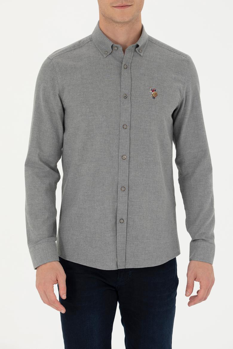 Erkek Vizon Uzun Kollu Basic Gömlek - 50271275180