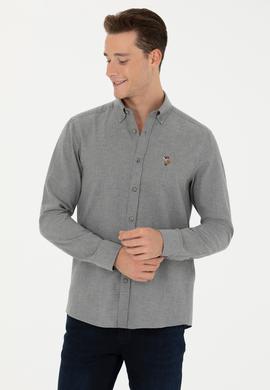 Erkek Vizon Uzun Kollu Basic Gömlek - 50271275180