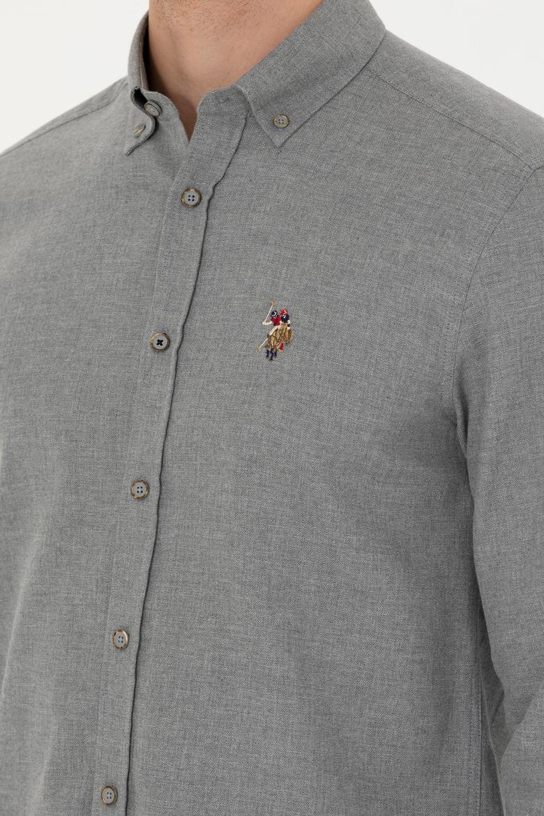 Erkek Vizon Uzun Kollu Basic Gömlek - 50271275180