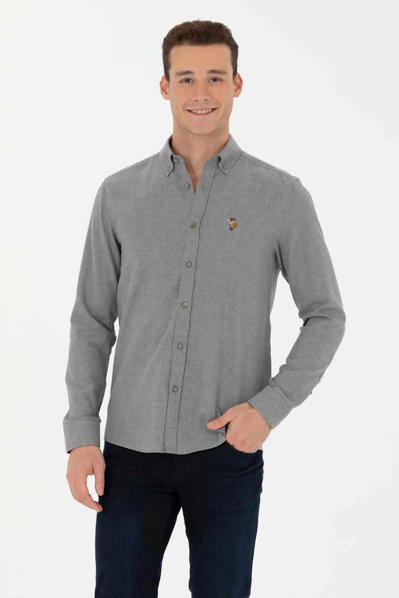 Erkek Vizon Uzun Kollu Basic Gömlek - 50271275180