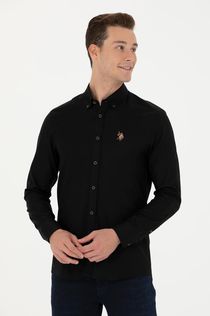 Erkek Siyah Uzun Kollu Basic Gömlek