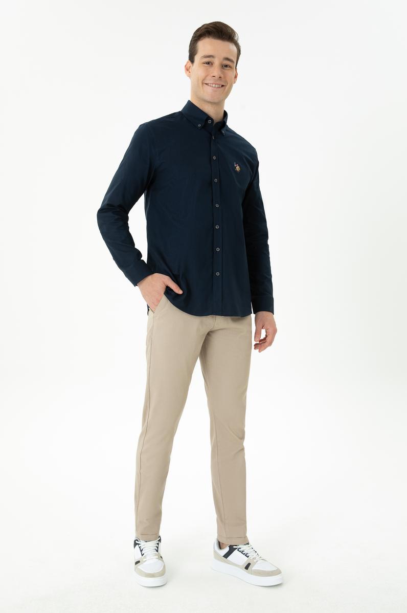 Erkek Koyu Bej Kanvas Pantolon