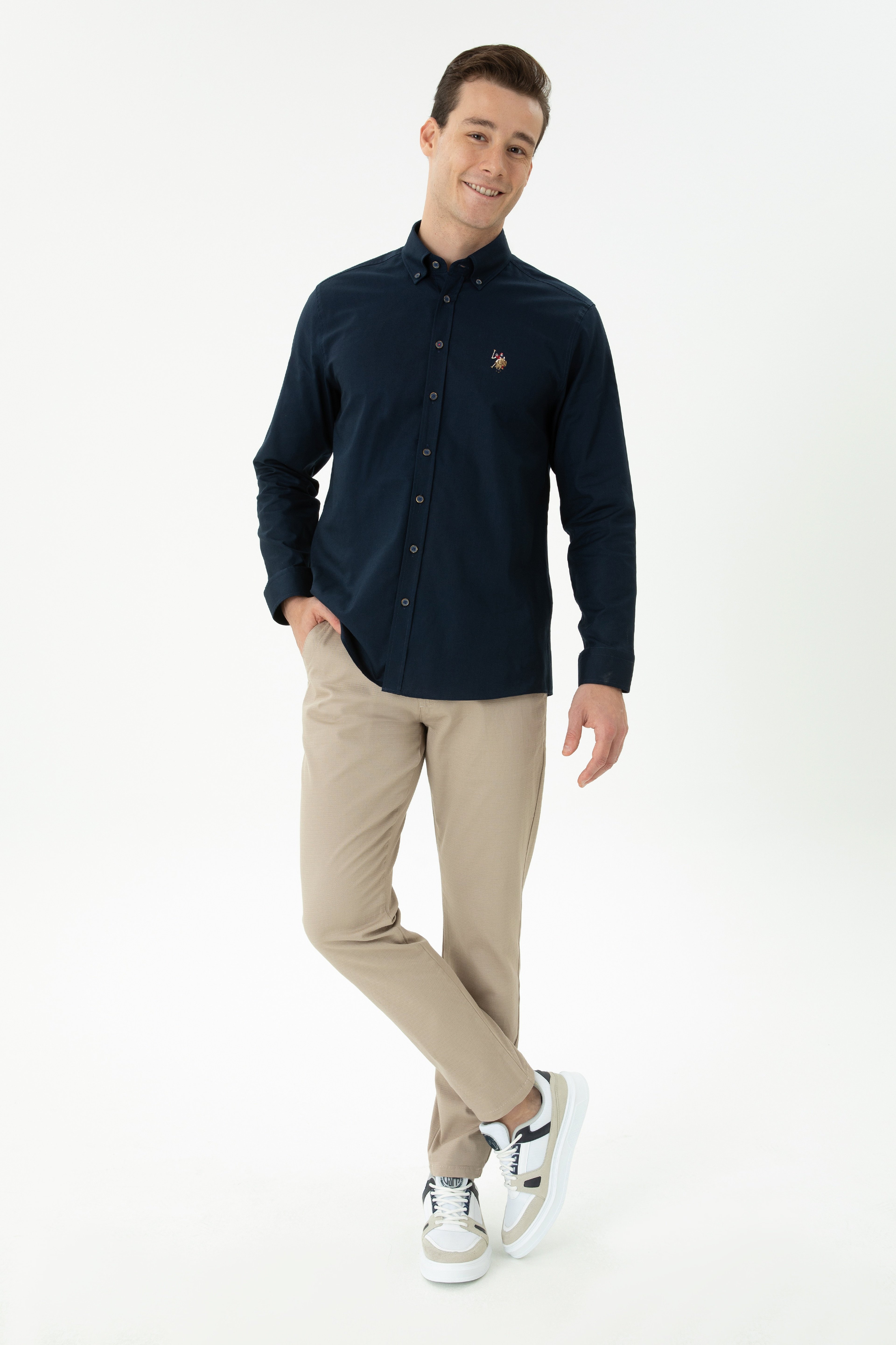 Erkek Slim Fit Koyu Bej Kanvas Pantolon
