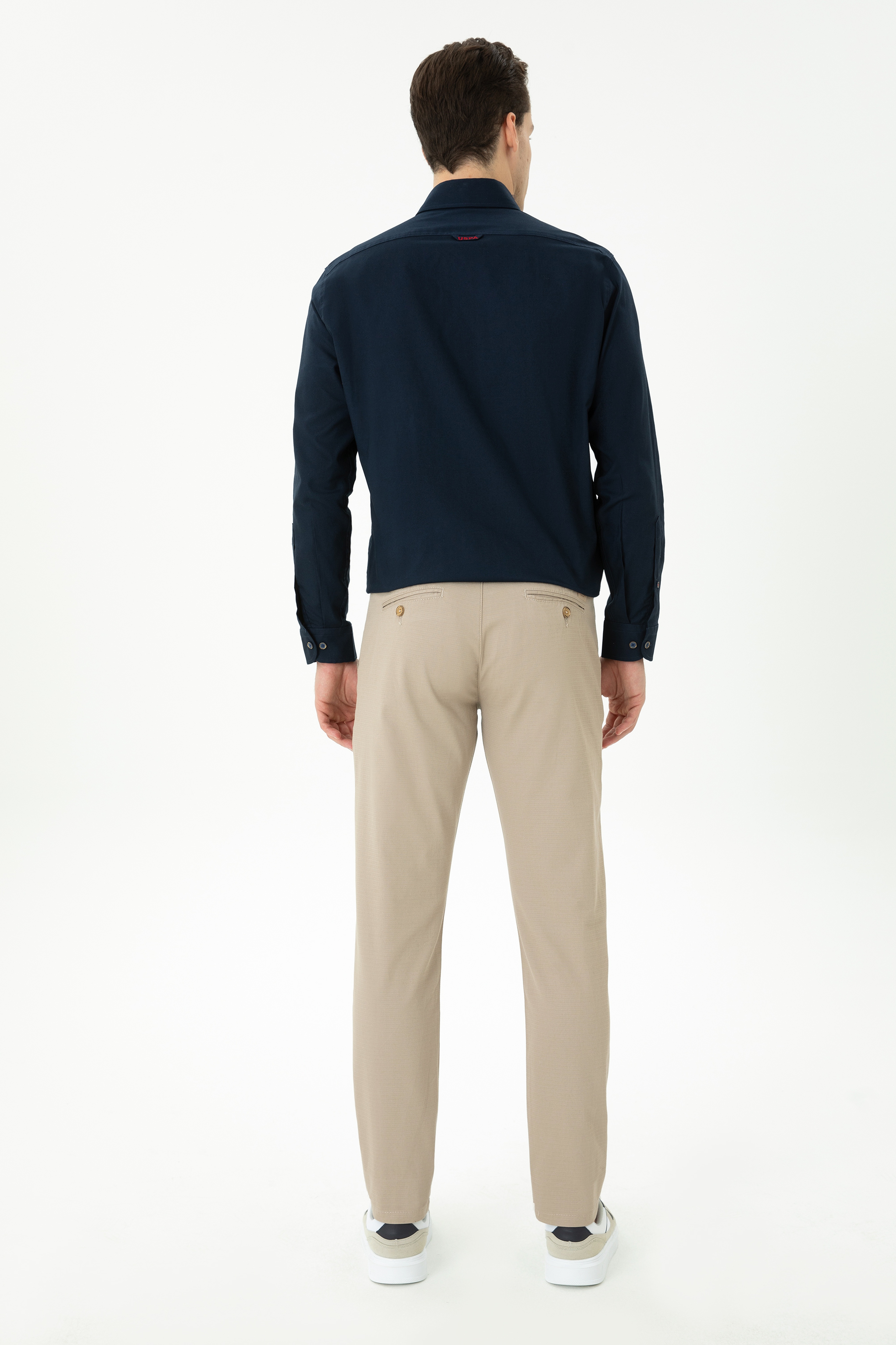 Erkek Slim Fit Koyu Bej Kanvas Pantolon - Image 4