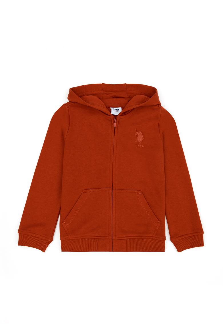 Erkek Çocuk Kiremit Basic Kapüşonlu Sweatshirt