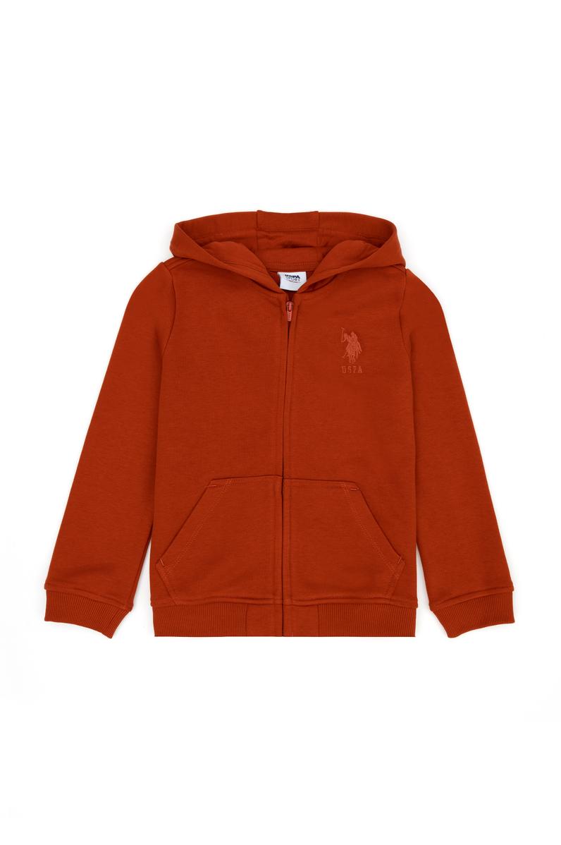 Erkek Çocuk Kiremit Basic Kapüşonlu Sweatshirt