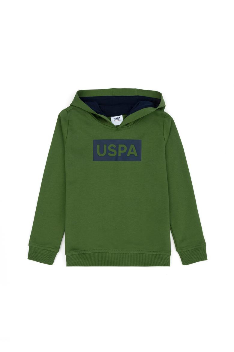 Erkek Çocuk Yeşil Basic Kapüşonlu Sweatshirt