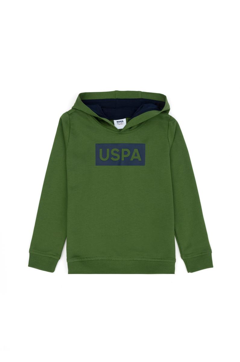 Erkek Çocuk Yeşil Basic Kapüşonlu Sweatshirt
