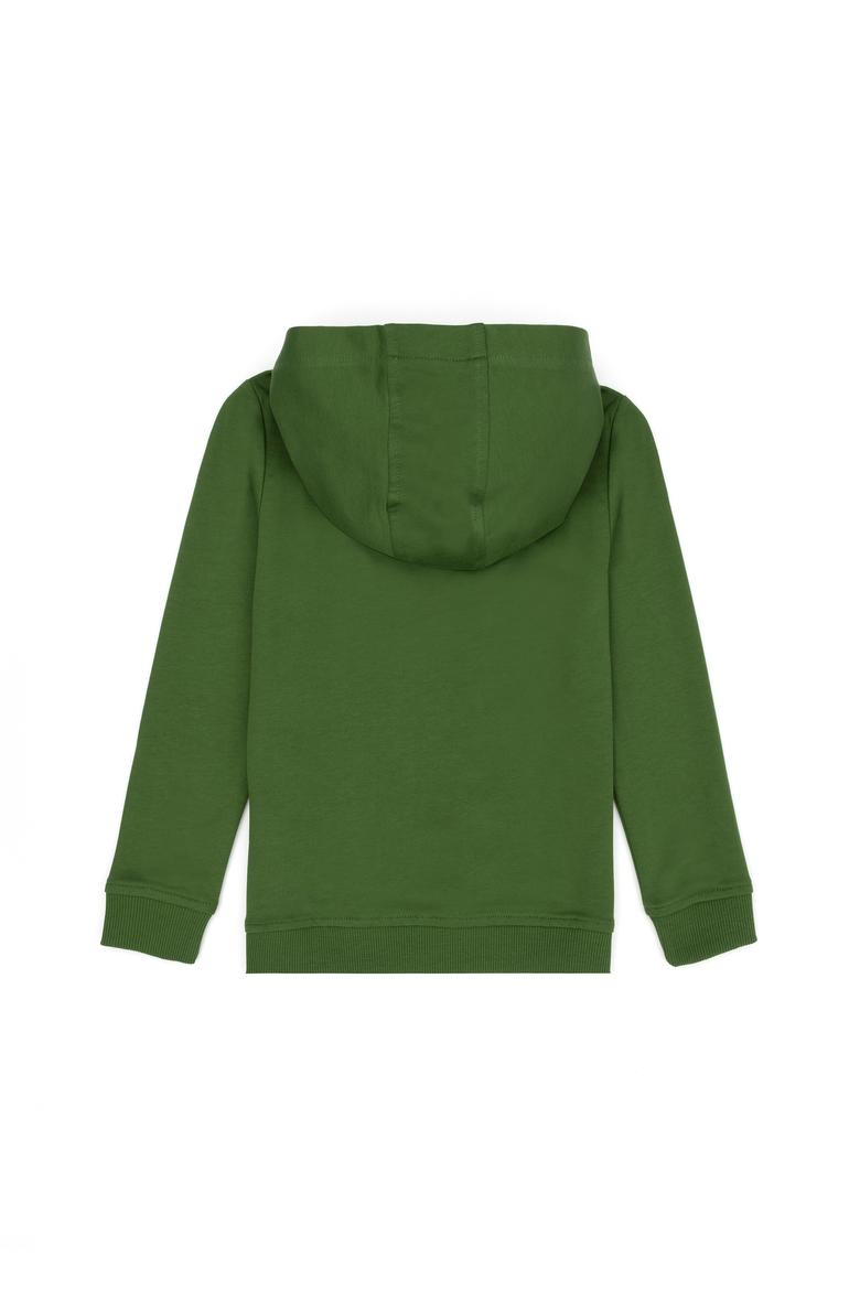 Erkek Çocuk Yeşil Basic Kapüşonlu Sweatshirt - 50269424092