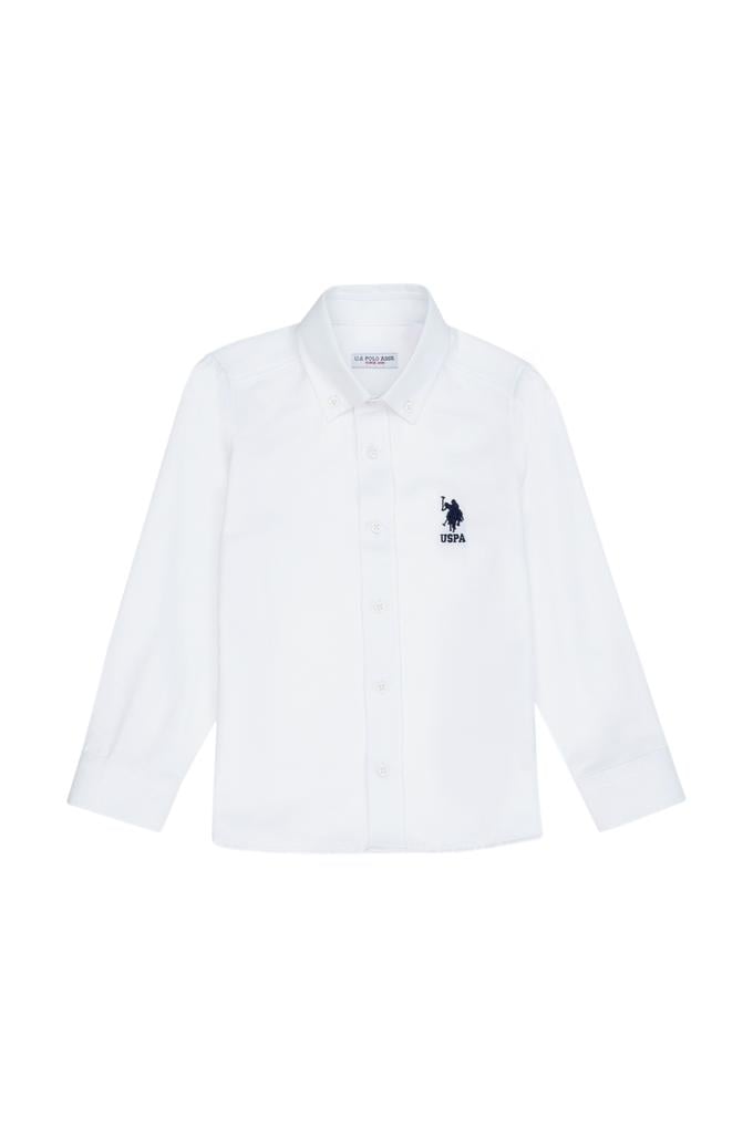 Erkek Çocuk Beyaz Uzun Kollu Basic Gömlek
