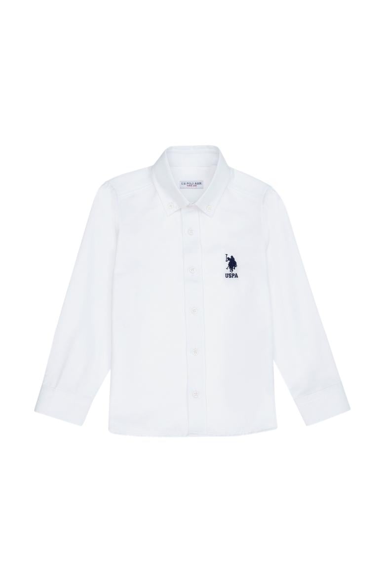 Erkek Çocuk Beyaz Uzun Kollu Basic Gömlek