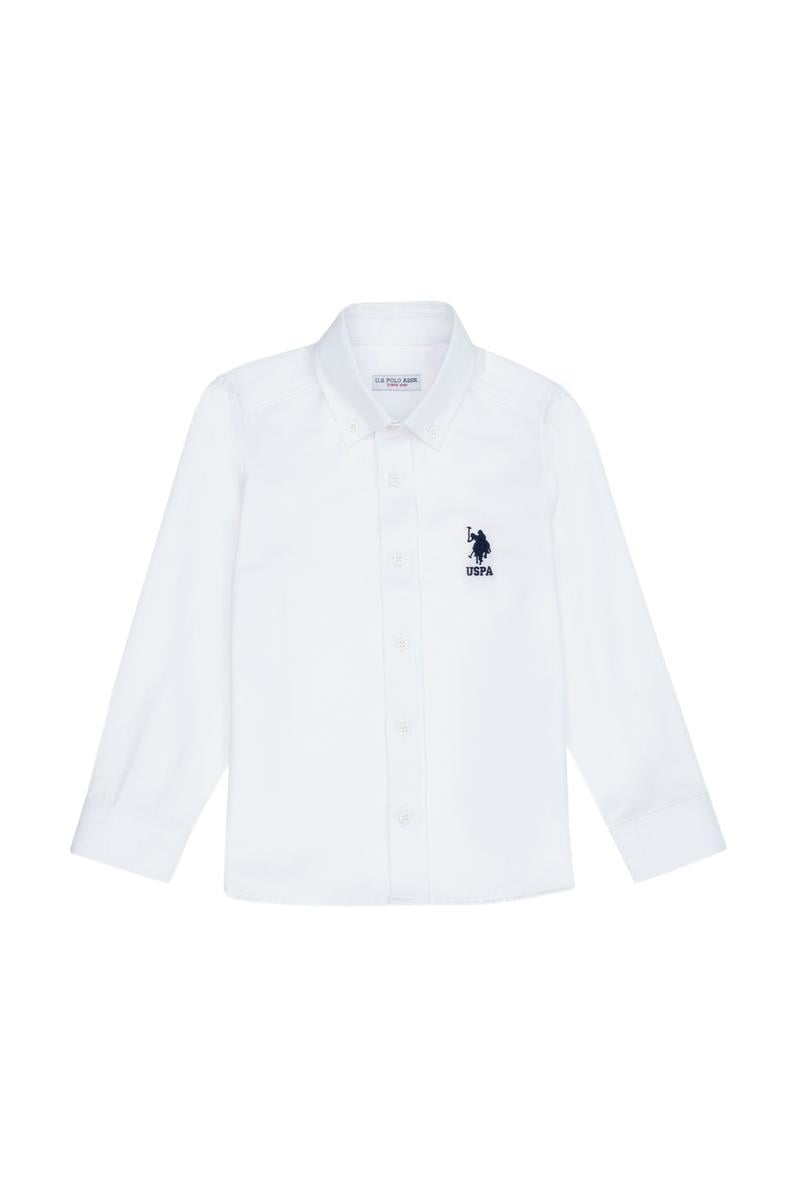 Erkek Çocuk Beyaz Uzun Kollu Basic Gömlek