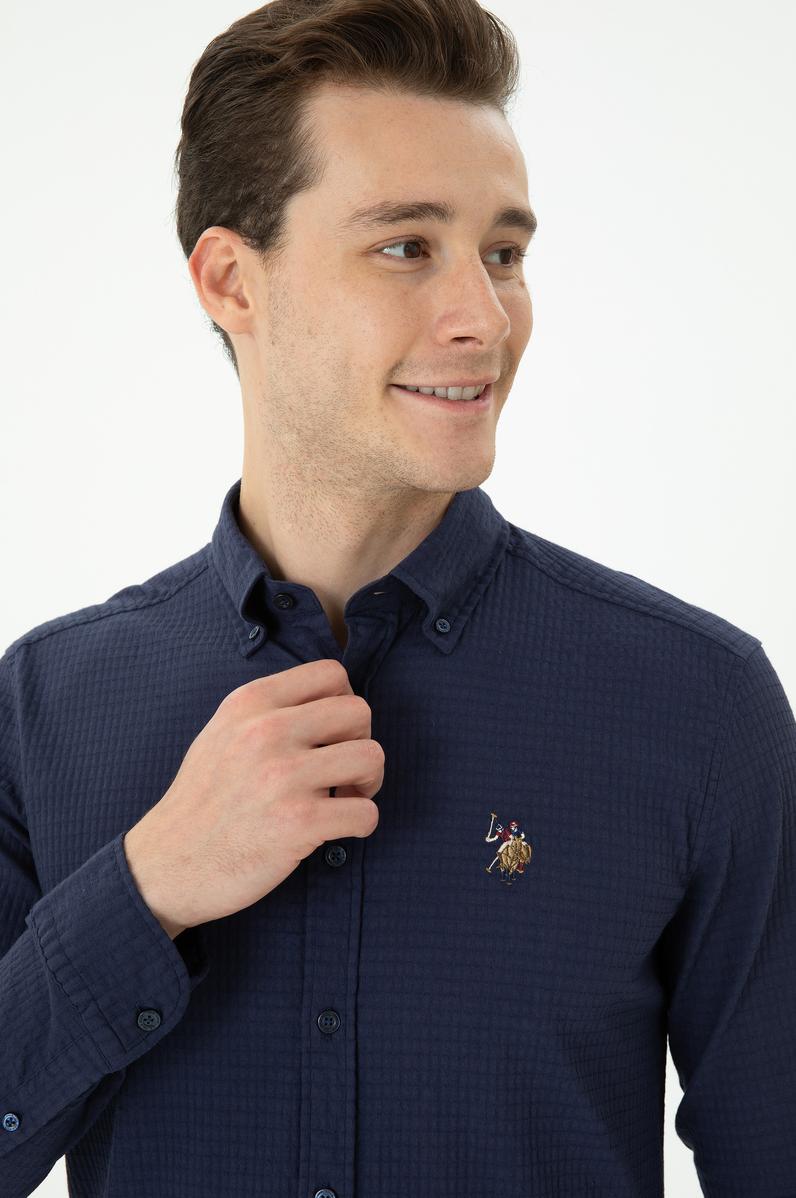 Erkek Lacivert Uzun Kollu Gömlek