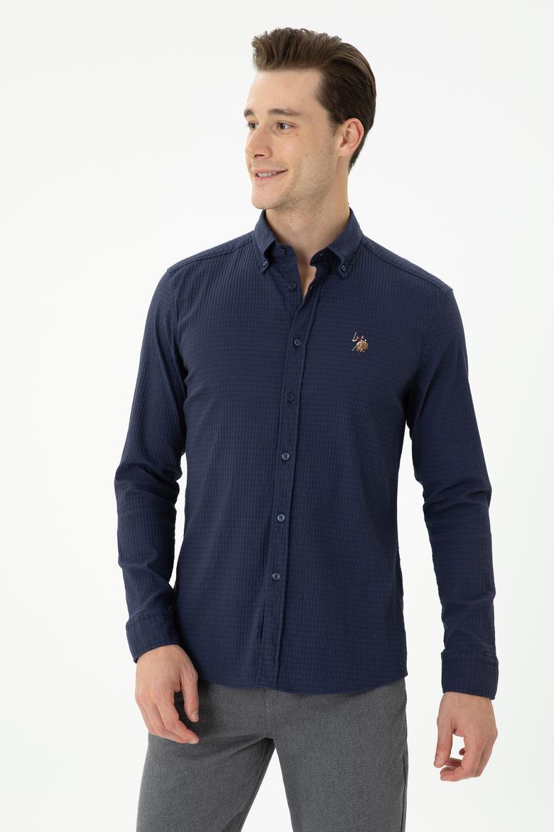 Erkek Lacivert Uzun Kollu Gömlek