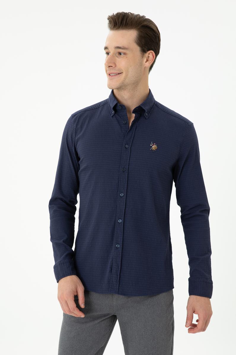 Erkek Lacivert Uzun Kollu Gömlek