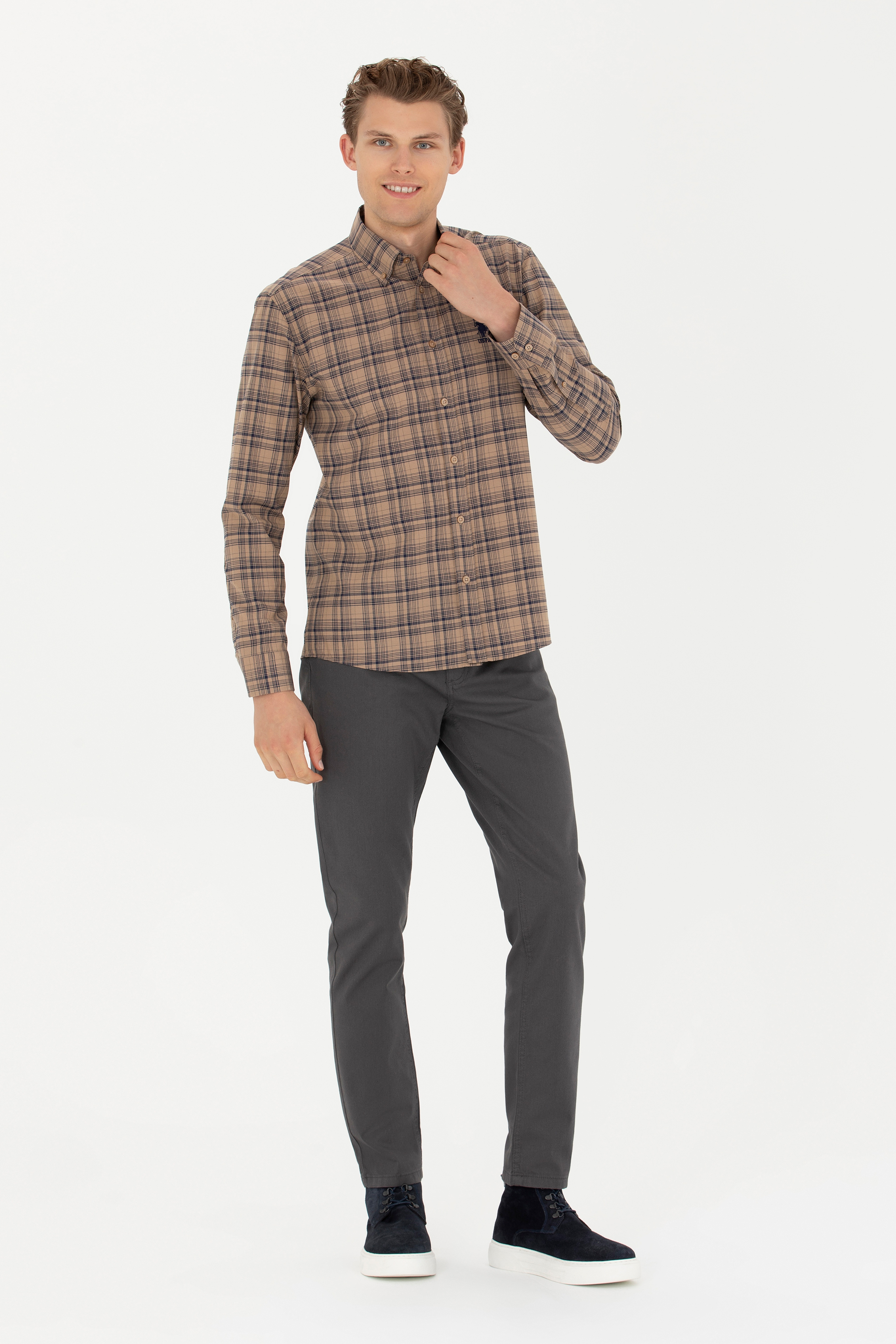 Erkek Slim Fit Antrasit Kanvas Pantolon