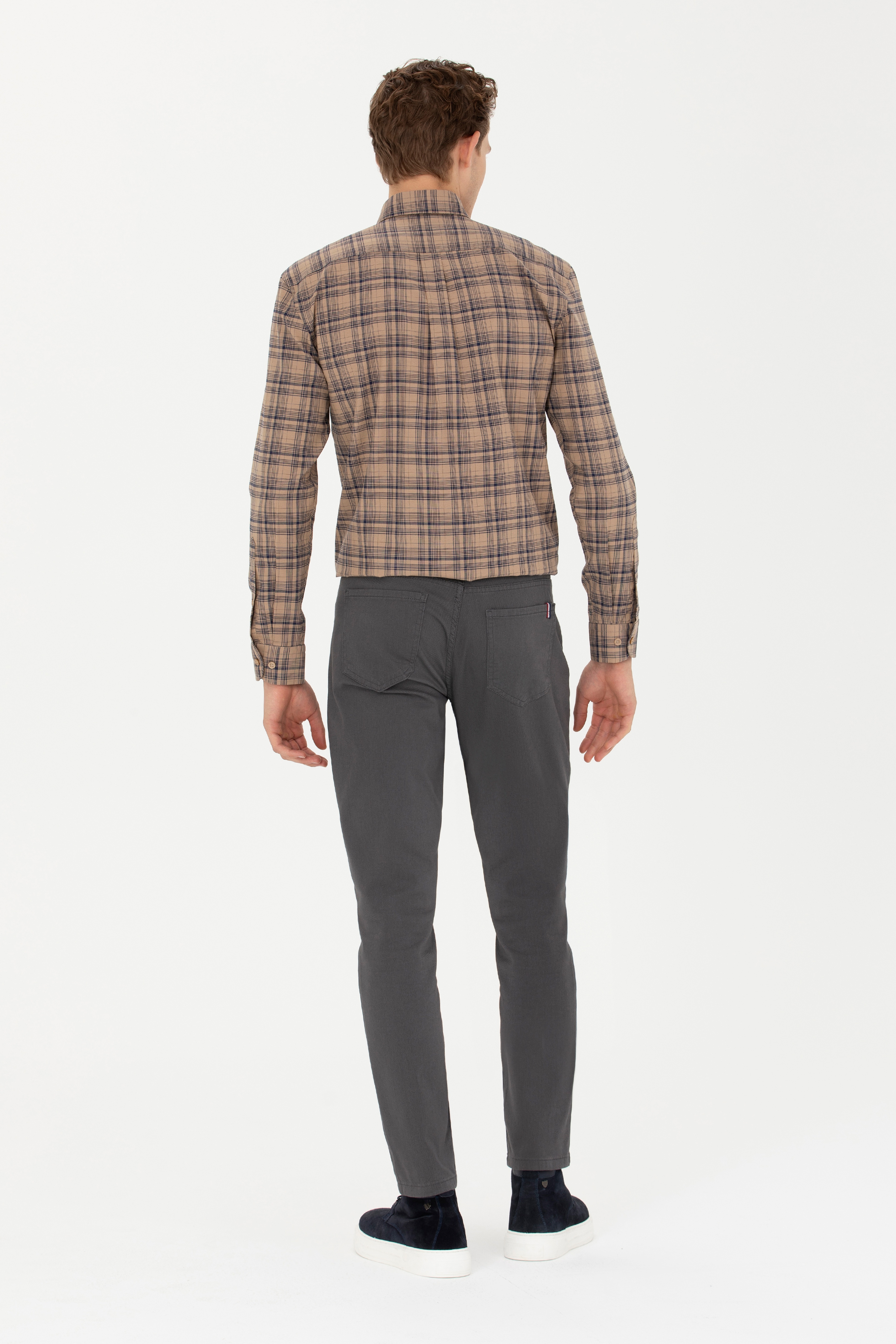 Erkek Slim Fit Antrasit Kanvas Pantolon