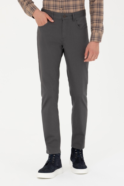 Erkek Slim Fit Antrasit Kanvas Pantolon