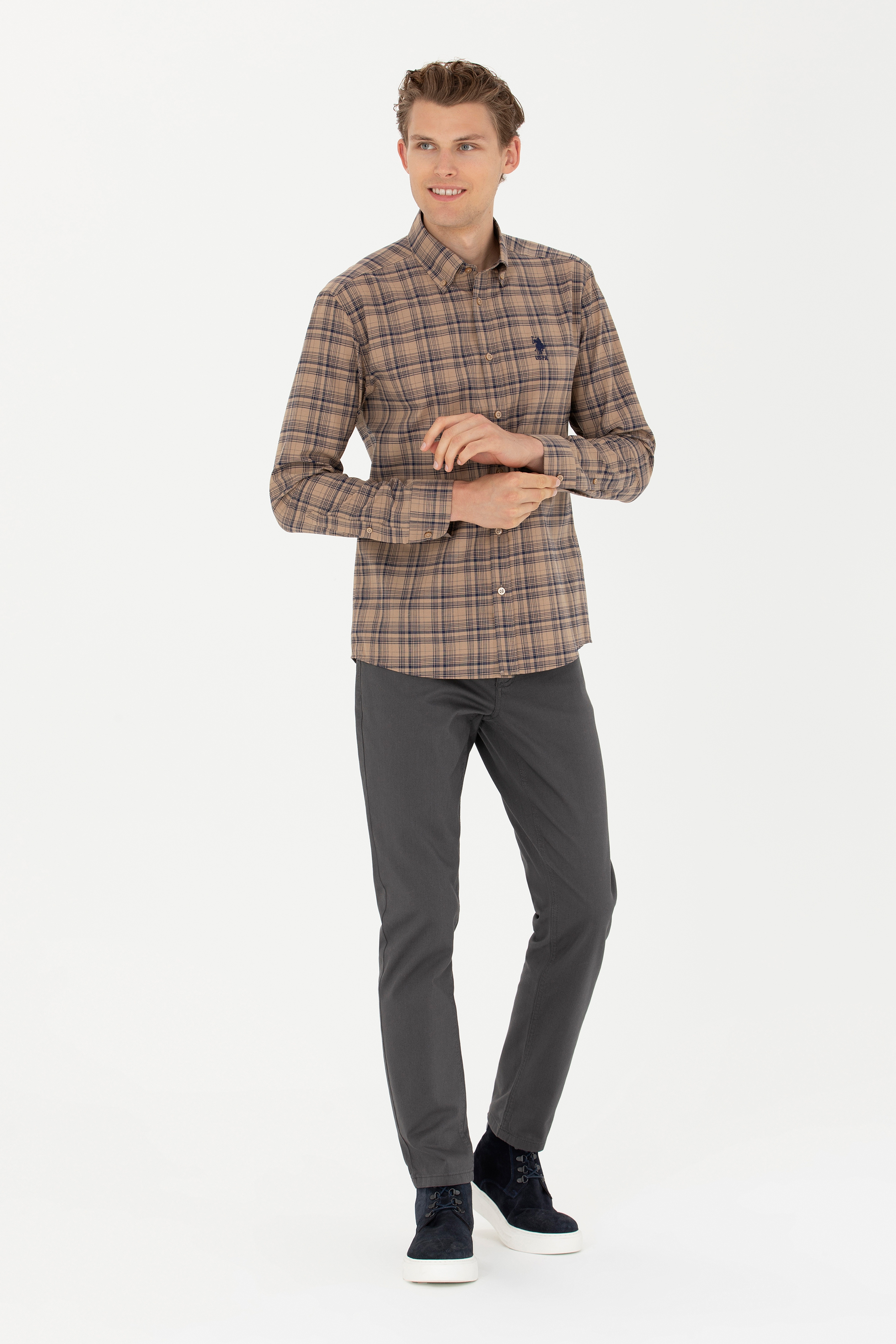 Erkek Slim Fit Antrasit Kanvas Pantolon