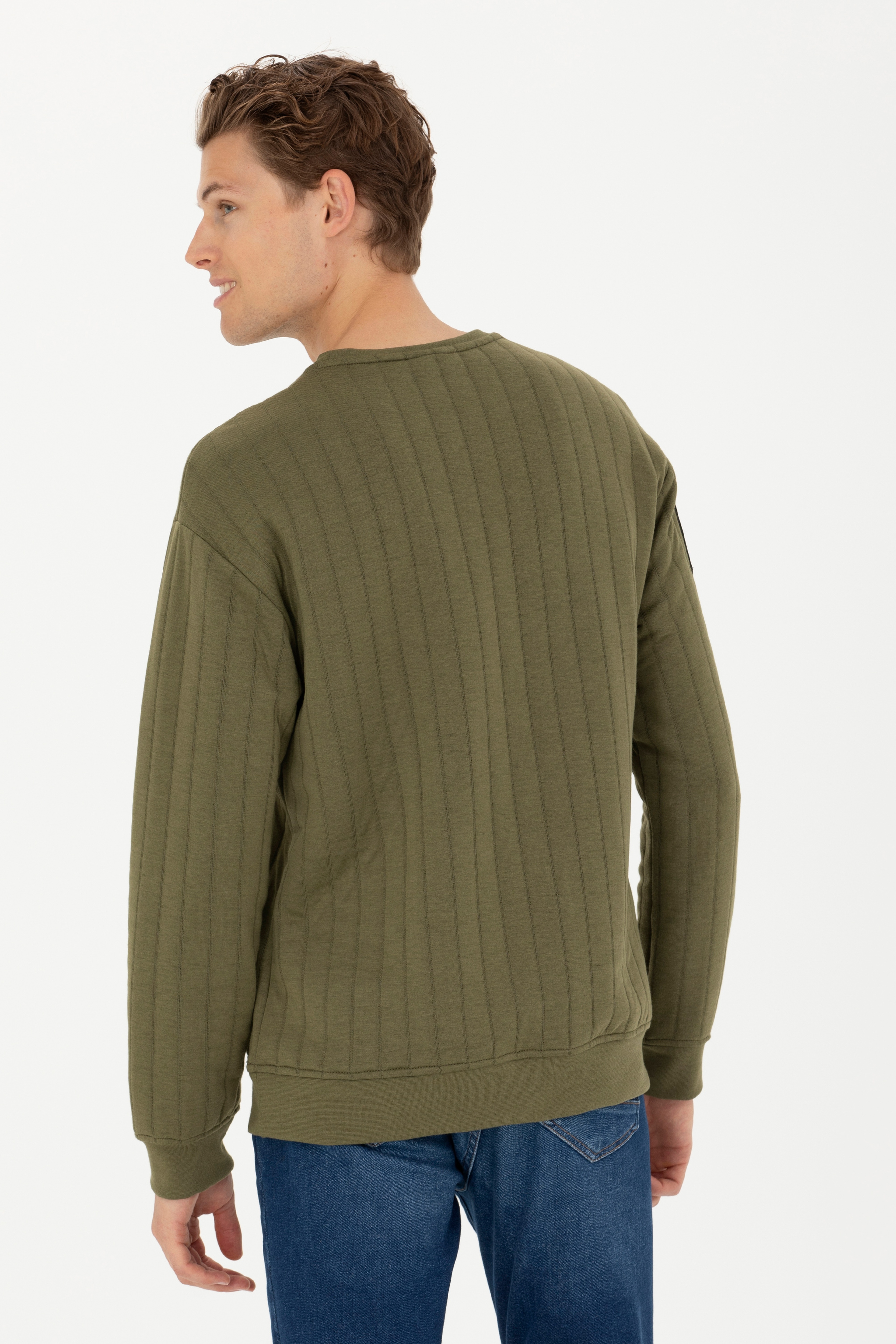 Erkek Haki Sweatshirt - Image 5