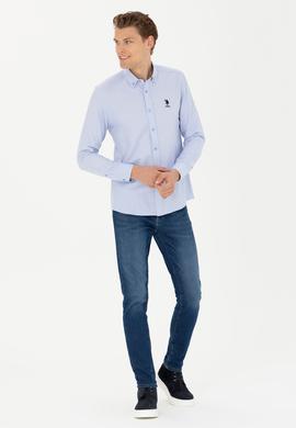 Erkek Mavi Uzun Kollu Basic Gömlek - 50277310045