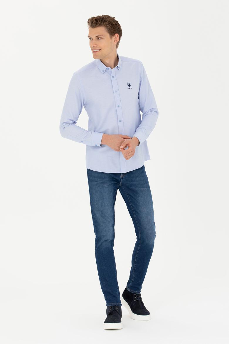 Erkek Mavi Uzun Kollu Basic Gömlek - 50277310045