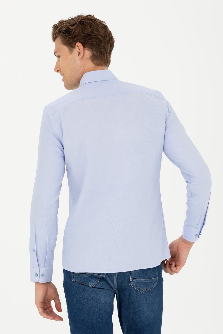 Erkek Mavi Uzun Kollu Basic Gömlek - 50277310045
