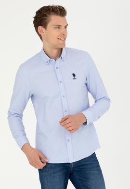 Erkek Mavi Uzun Kollu Basic Gömlek - 50277310045