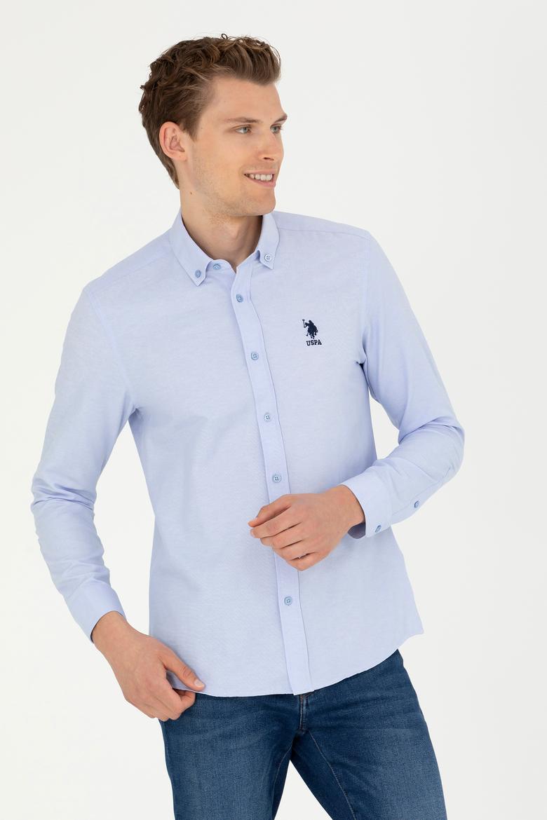 Erkek Mavi Uzun Kollu Basic Gömlek - 50277310045