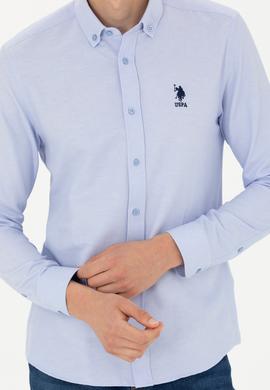 Erkek Mavi Uzun Kollu Basic Gömlek - 50277310045