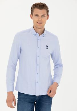 Erkek Mavi Uzun Kollu Basic Gömlek - 50277310045