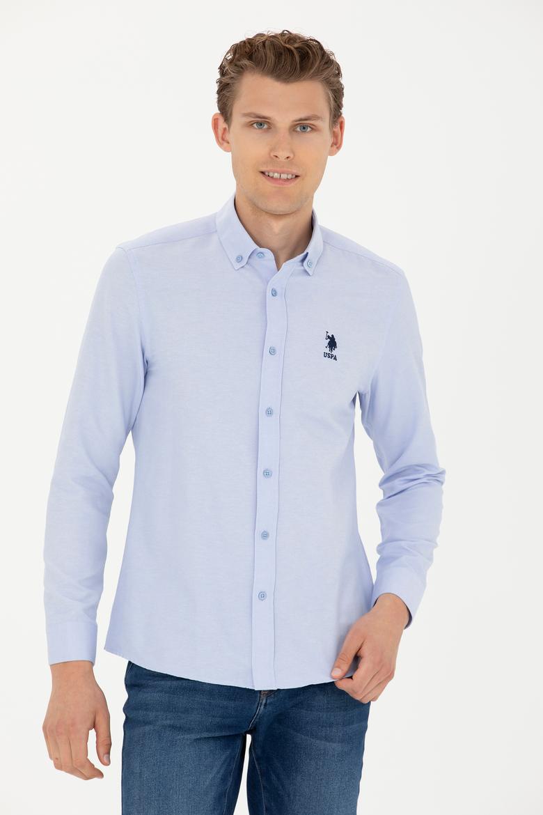 Erkek Mavi Uzun Kollu Basic Gömlek - 50277310045