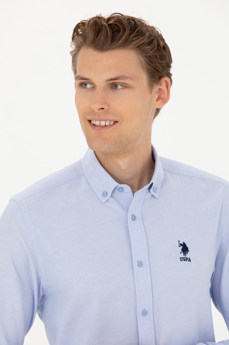 Erkek Mavi Uzun Kollu Basic Gömlek