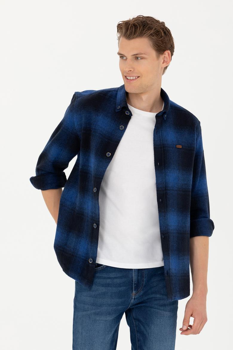 Erkek Lacivert Uzun Kollu Gömlek