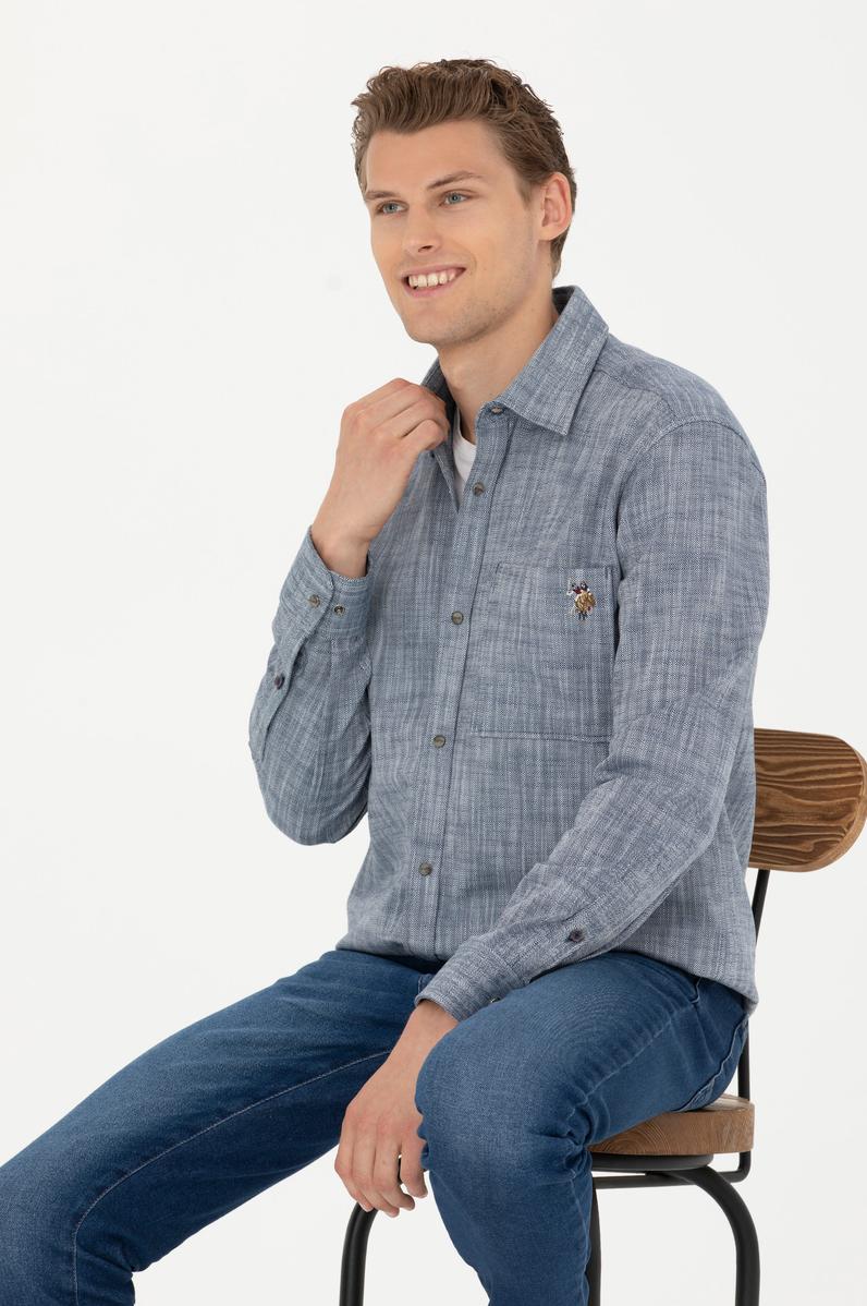 Erkek Lacivert Uzun Kollu Gömlek