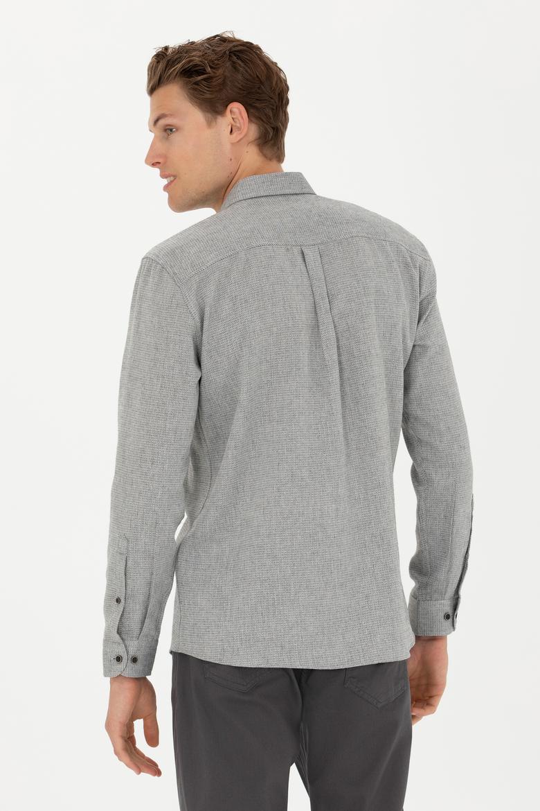 Erkek Saks Uzun Kollu Gömlek - 50272757010