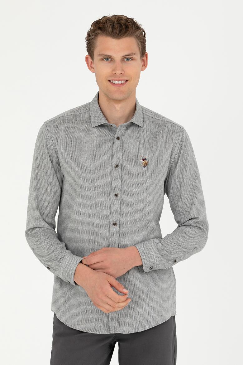 Erkek Saks Uzun Kollu Gömlek - 50272757010