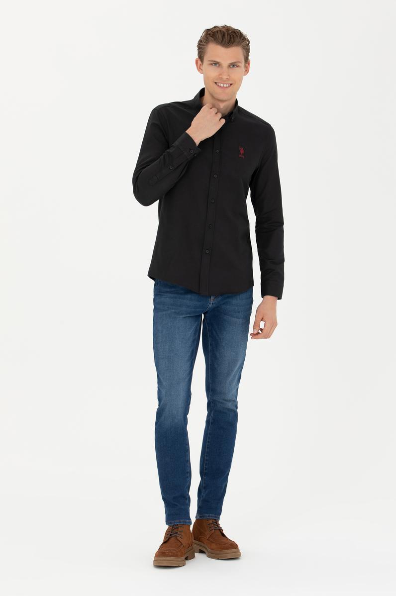 Erkek Siyah Uzun Kollu Basic Gömlek