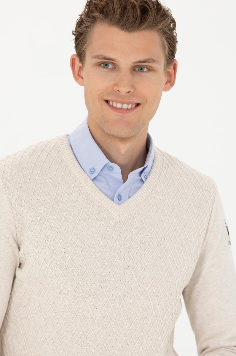 Erkek Taş Melanj V Yaka Kazak