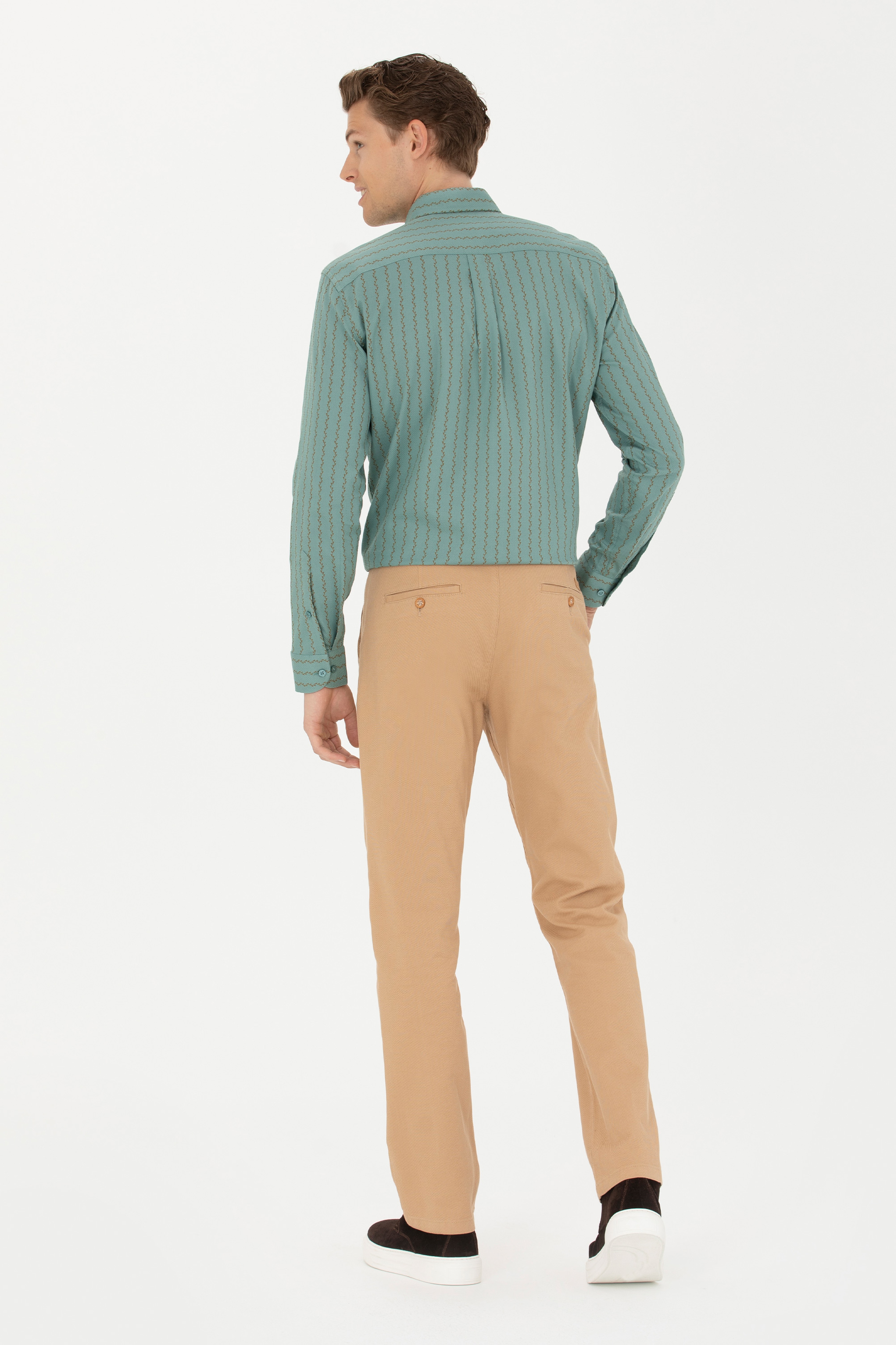 Erkek Regular Fit Camel Kanvas / Chino Pantolon