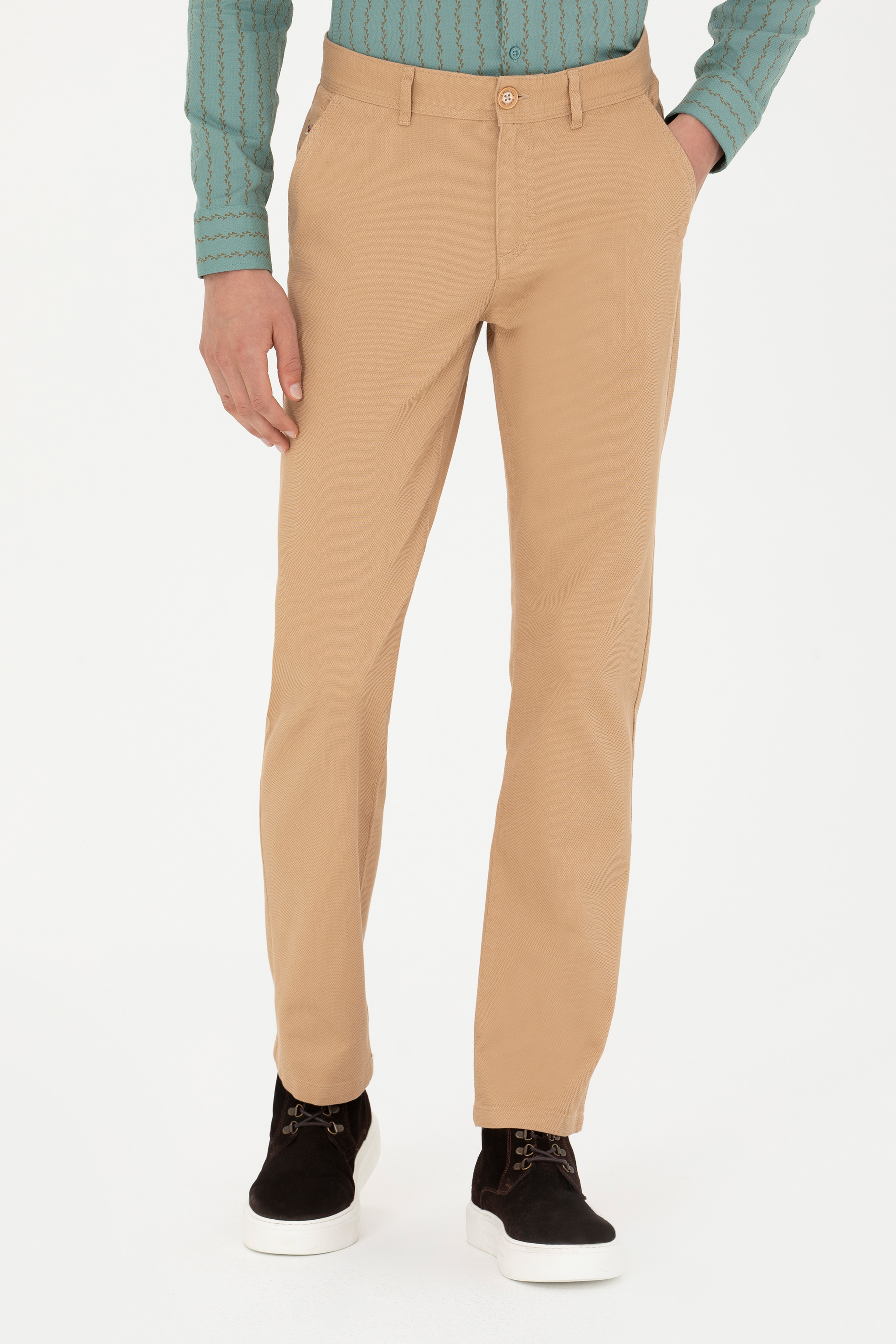 Erkek Regular Fit Camel Kanvas / Chino Pantolon - Image 2