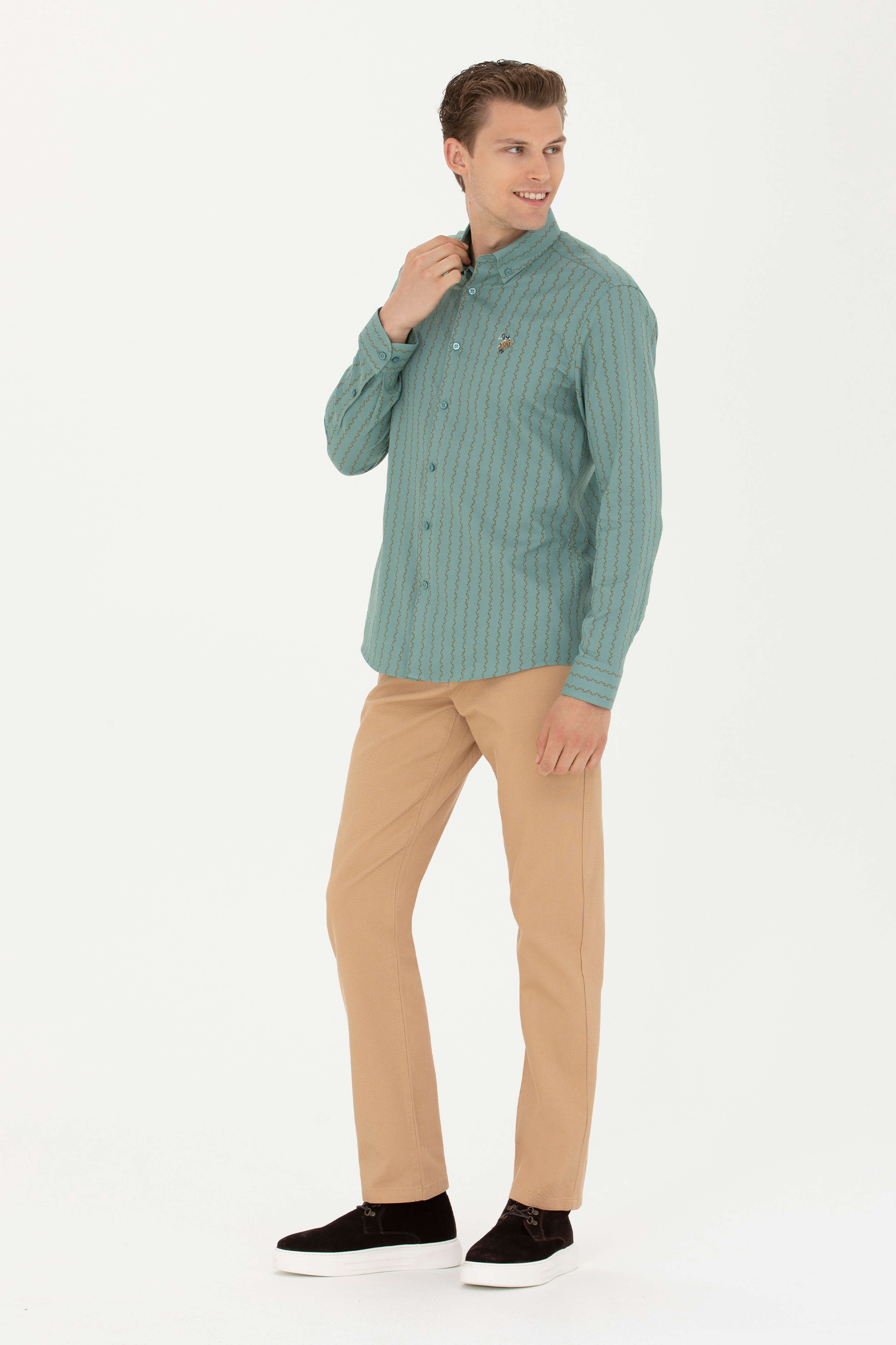 Erkek Regular Fit Camel Kanvas / Chino Pantolon