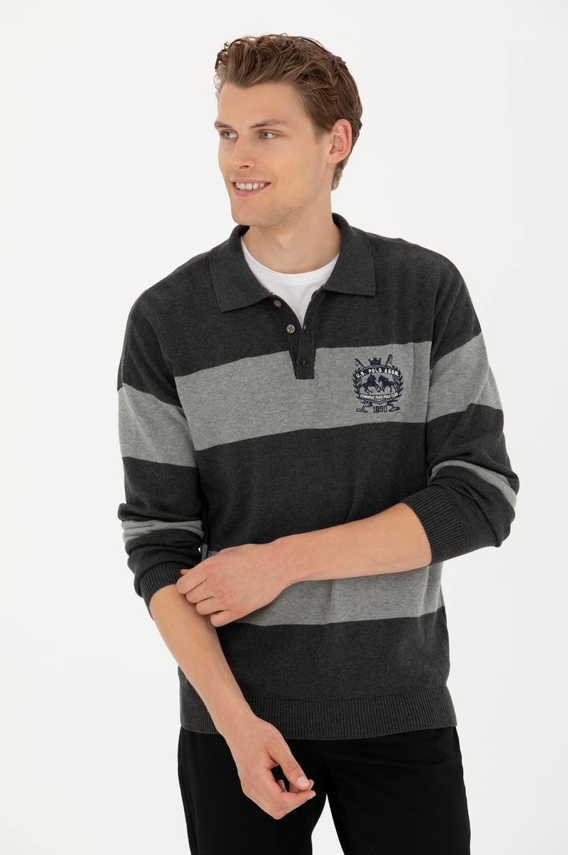 Erkek Antrasit Melanj Polo Yaka Kazak